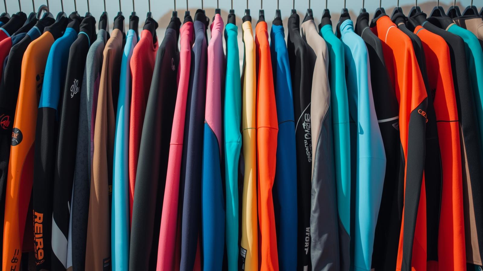 Freshly sanitized wetsuits in Australia ensuring hygiene, comfort, and performance for all water sports enthusiasts.